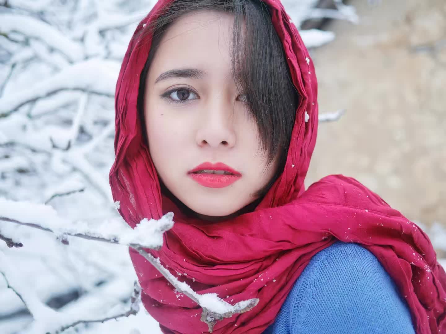 Red scarf in snow