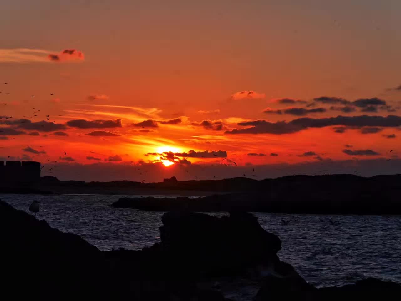 A sunset over the sea
