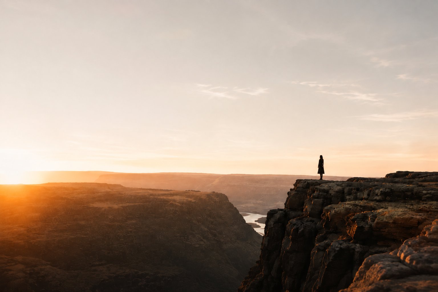 Sophia standing near a cliff at sunset